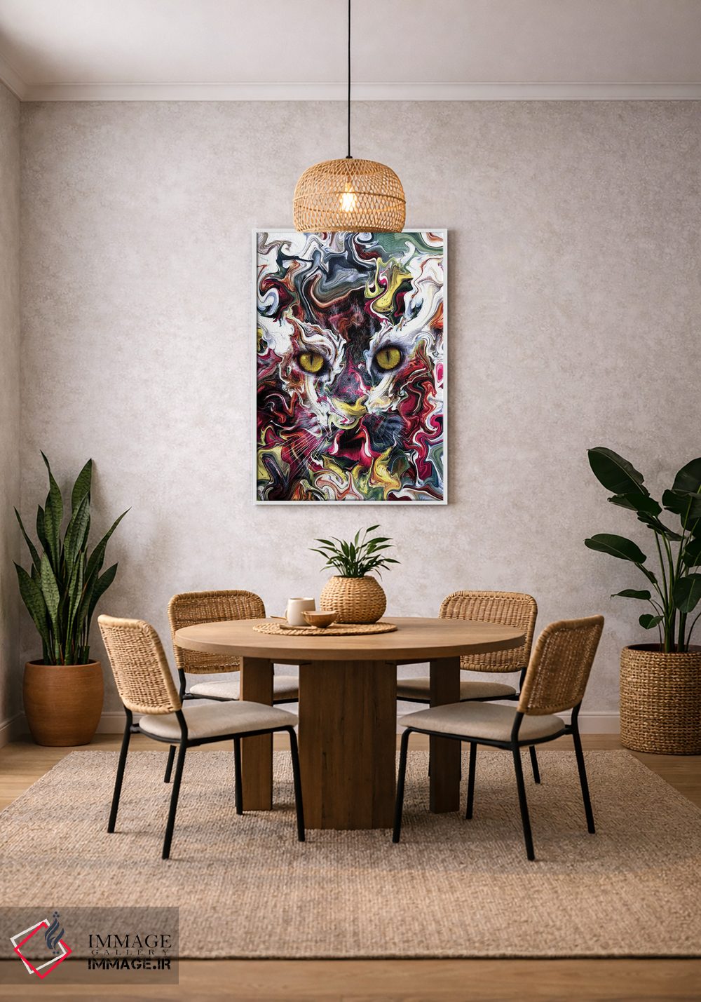 تابلو دکوراتیو گربه انتزاعی اثر ریزا پکر - D3W