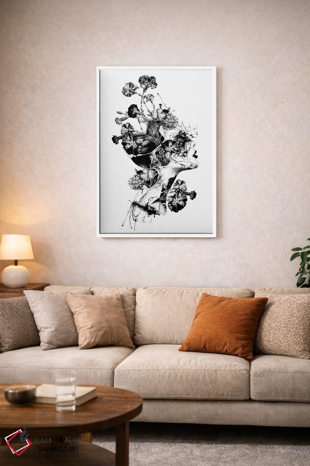 تابلو دکوراتیو شکسته سیاه و سفید اثر ریزا پکر - D3W