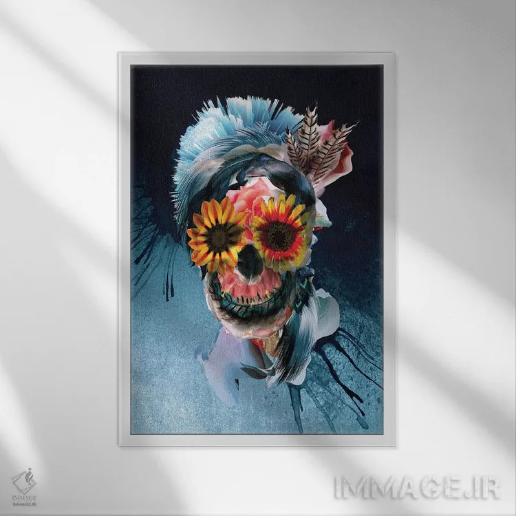 تابلو دکوراتیو زن جمجمه اثر ریزا پکر - نمای قابدار سفید