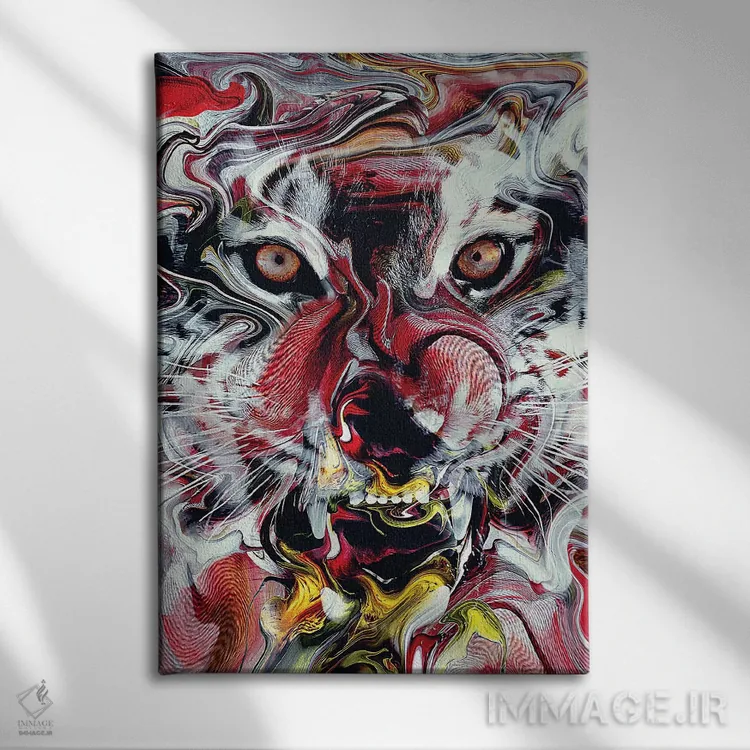 تابلو دکوراتیو ببر انتزاعی اثر ریزا پکر - نمای روبهرو روی دیوار