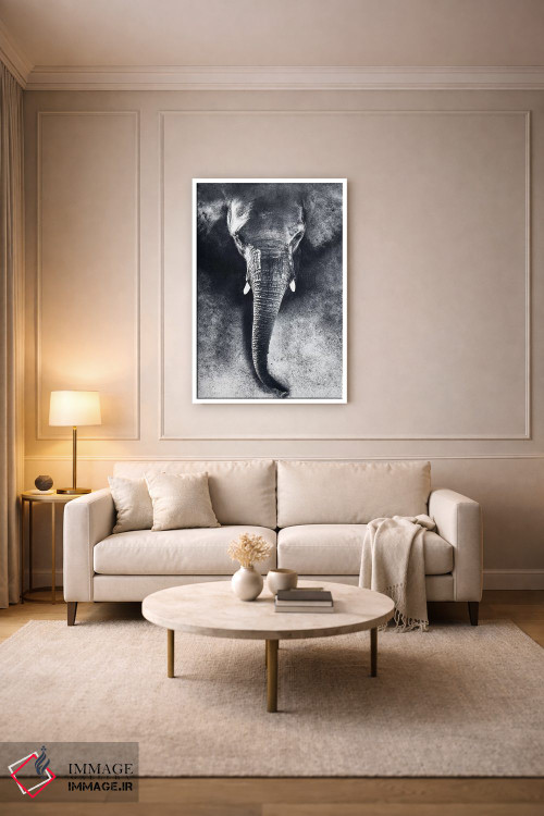 تابلو دکوراتیو فیل سیاه و سفید اثر ریزا پکر - D4W