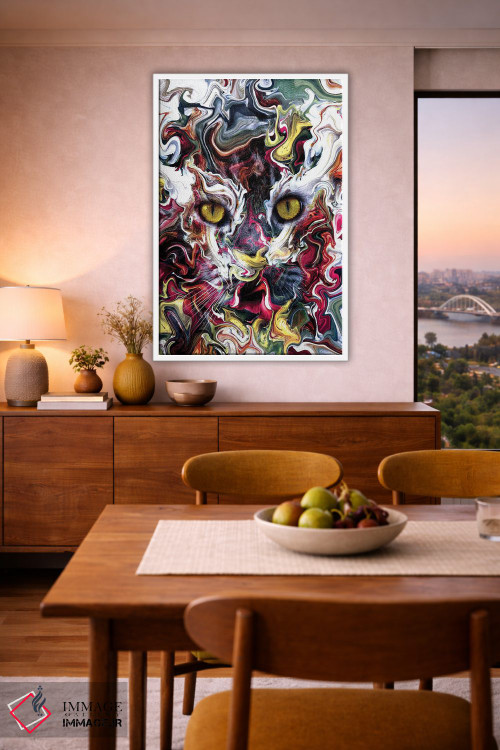 تابلو دکوراتیو گربه انتزاعی اثر ریزا پکر - D6W