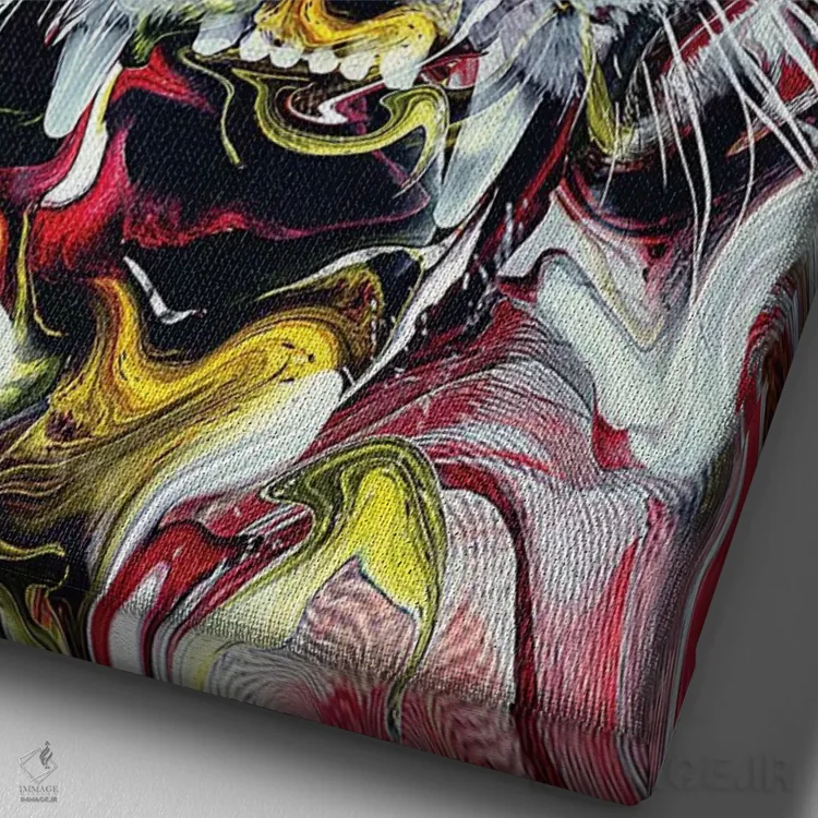 تابلو دکوراتیو ببر انتزاعی اثر ریزا پکر - نمای نزدیک بافت بوم