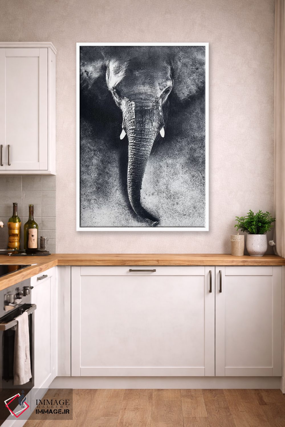 تابلو دکوراتیو فیل سیاه و سفید اثر ریزا پکر - D5W