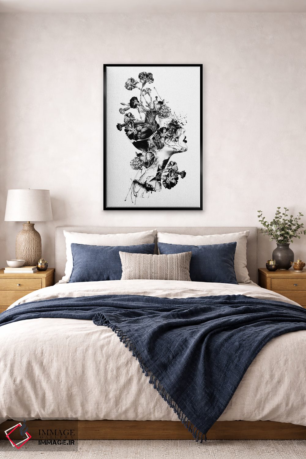 تابلو دکوراتیو شکسته سیاه و سفید اثر ریزا پکر - D6B