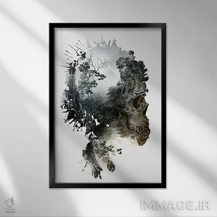 تابلو دکوراتیو دگرگونی اثر ریزا پکر - نمای قابدار مشکی