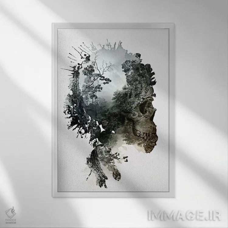 تابلو دکوراتیو دگرگونی اثر ریزا پکر - نمای قابدار سفید