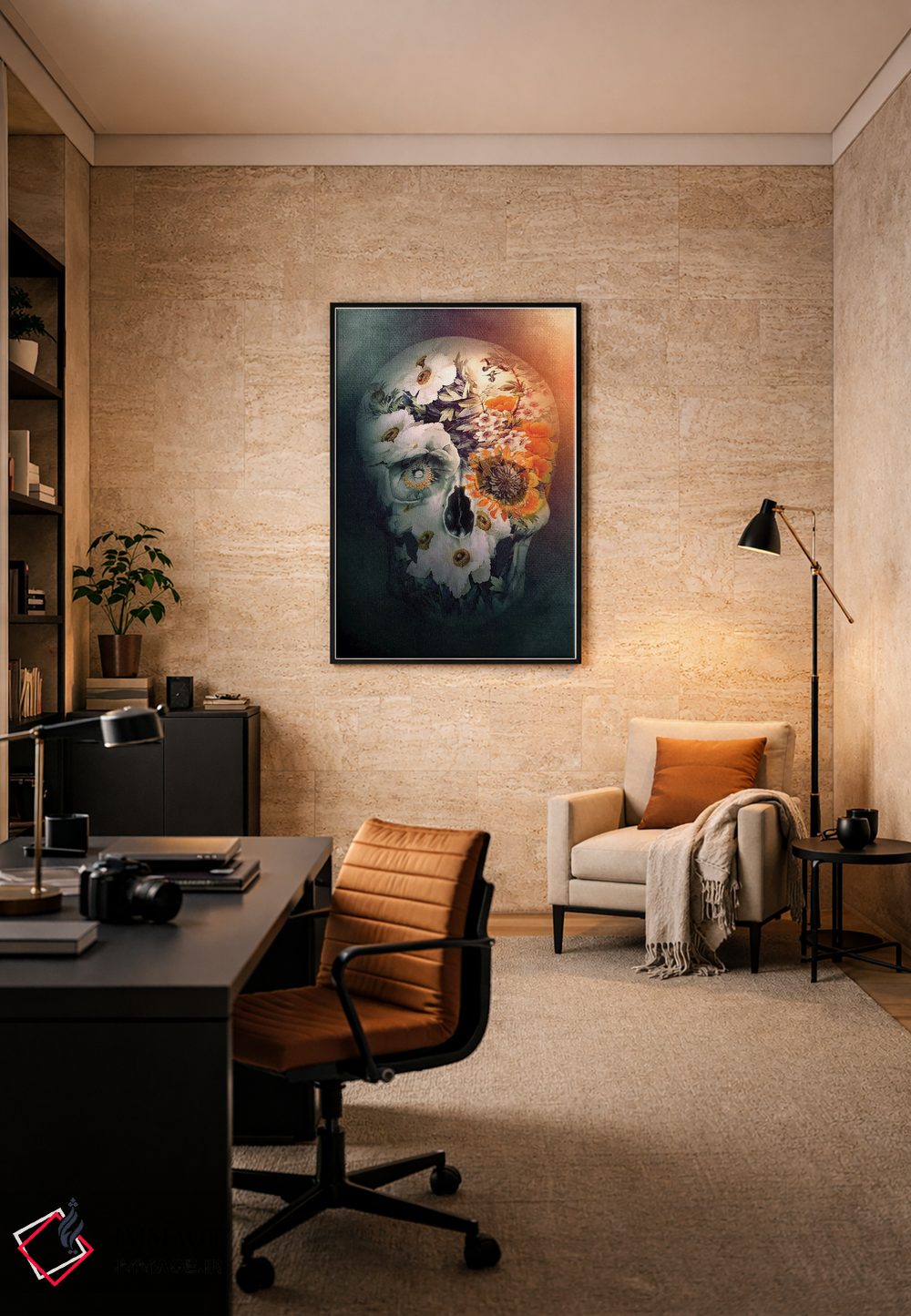 تابلو دکوراتیو طبیعت بی جان جمجمه اثر ریزا پکر - D6B