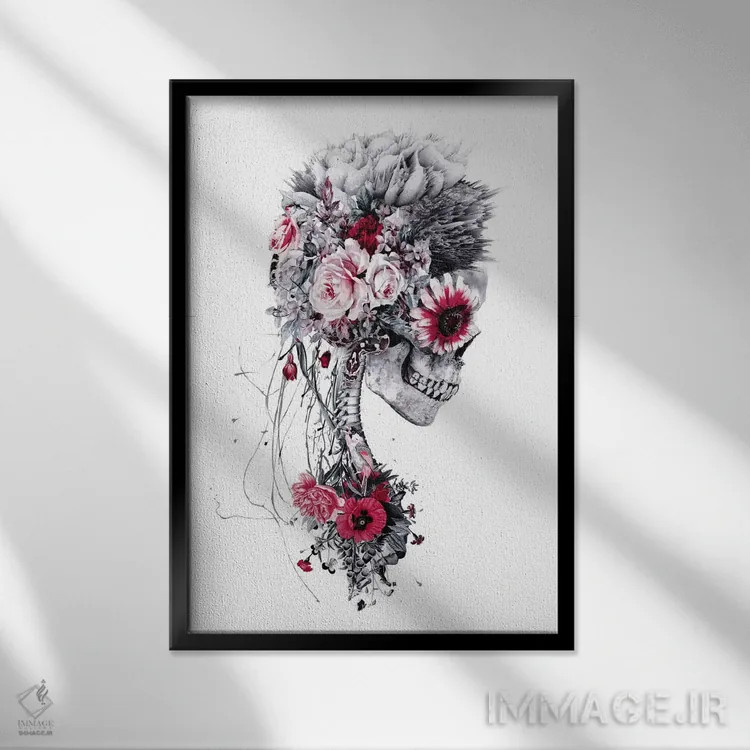 تابلو دکوراتیو عروس اسکلت اثر ریزا پکر - نمای قابدار مشکی