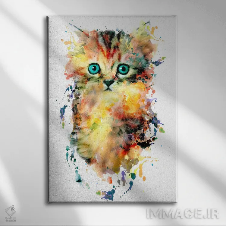 تابلو دکوراتیو گربه گلابی اثر ریزا پکر - نمای روبهرو روی دیوار
