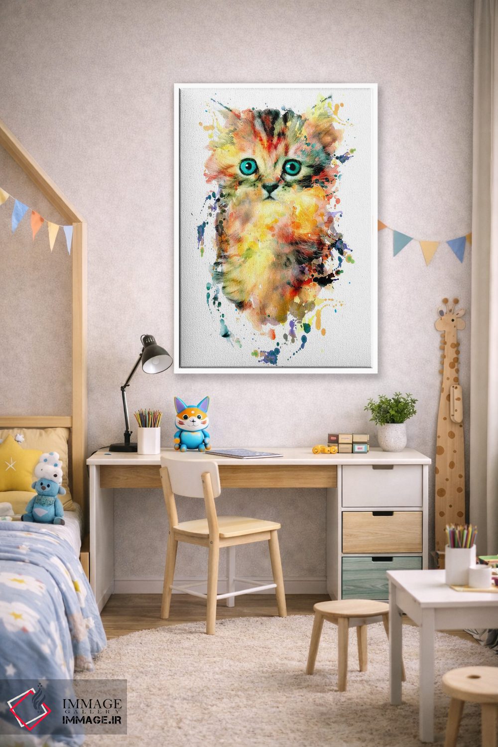 تابلو دکوراتیو گربه گلابی اثر ریزا پکر - D1W