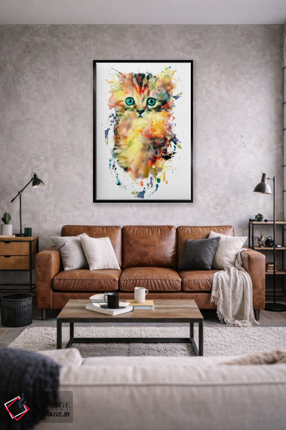تابلو دکوراتیو گربه گلابی اثر ریزا پکر - D2B