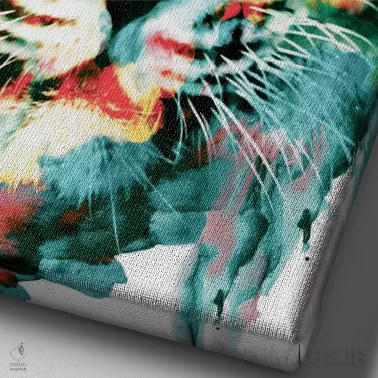 تابلو دکوراتیو تایگر II اثر ریزا پکر - نمای نزدیک بافت بوم