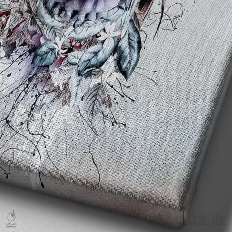 تابلو دکوراتیو جمجمه گل دار RPE اثر ریزا پکر - نمای نزدیک بافت بوم