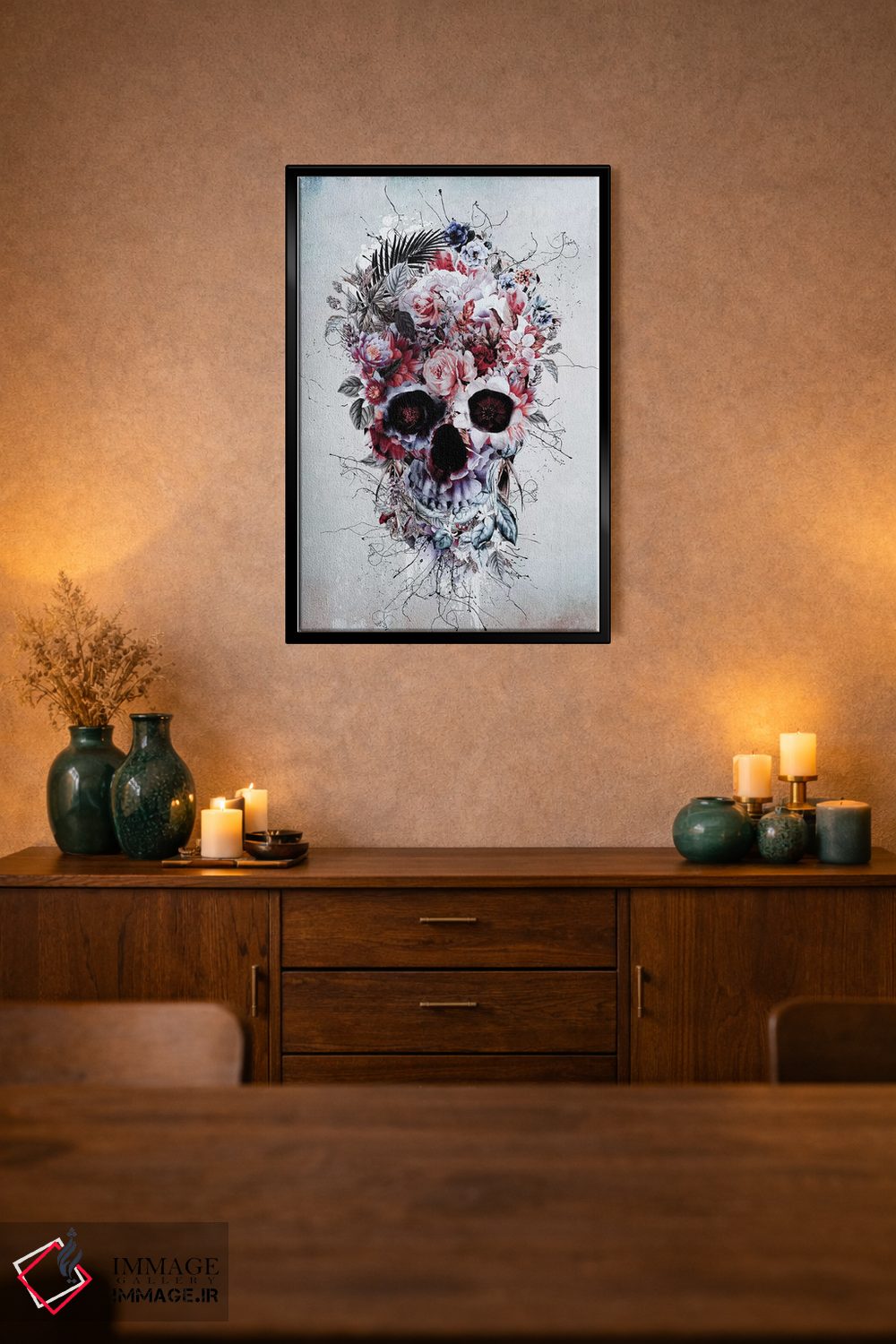 تابلو دکوراتیو جمجمه گل دار RPE اثر ریزا پکر - D2B