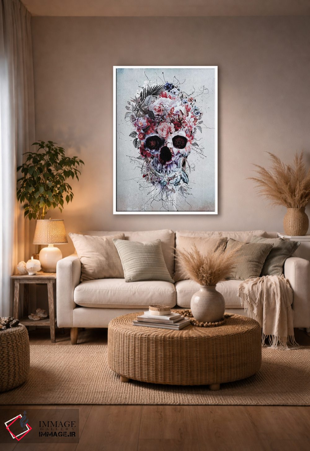 تابلو دکوراتیو جمجمه گل دار RPE اثر ریزا پکر - D3W