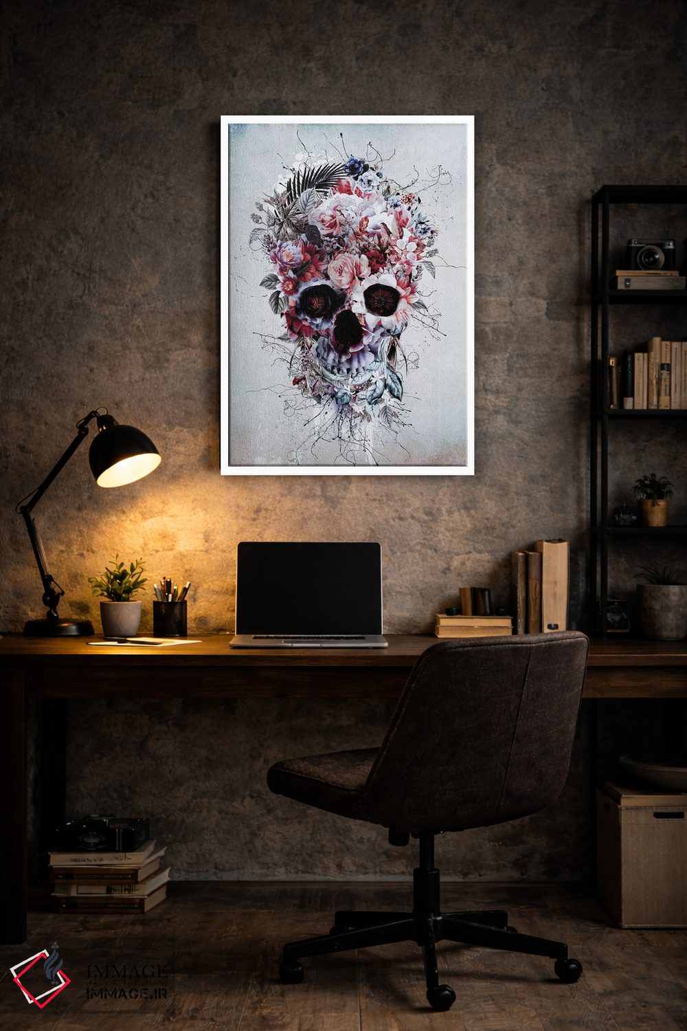 تابلو دکوراتیو جمجمه گل دار RPE اثر ریزا پکر - D6W