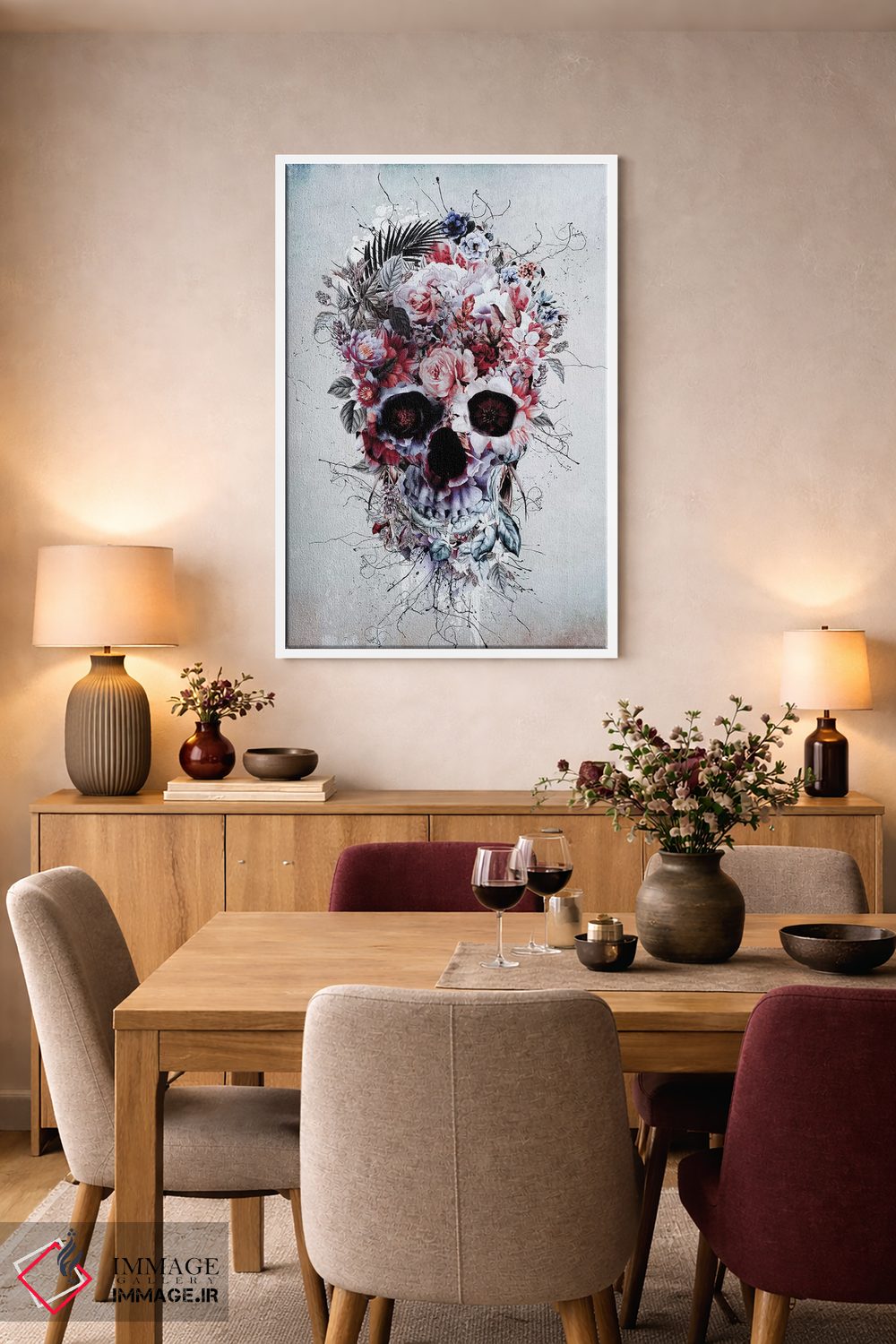 تابلو دکوراتیو جمجمه گل دار RPE اثر ریزا پکر - D5W