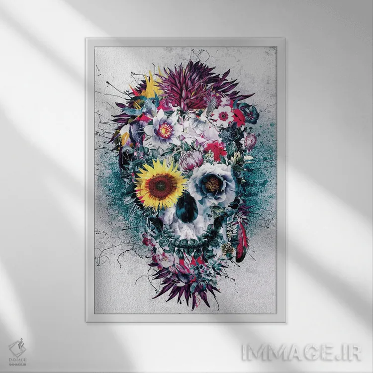 تابلو دکوراتیو جمجمه آبی اثر ریزا پکر - نمای قابدار سفید