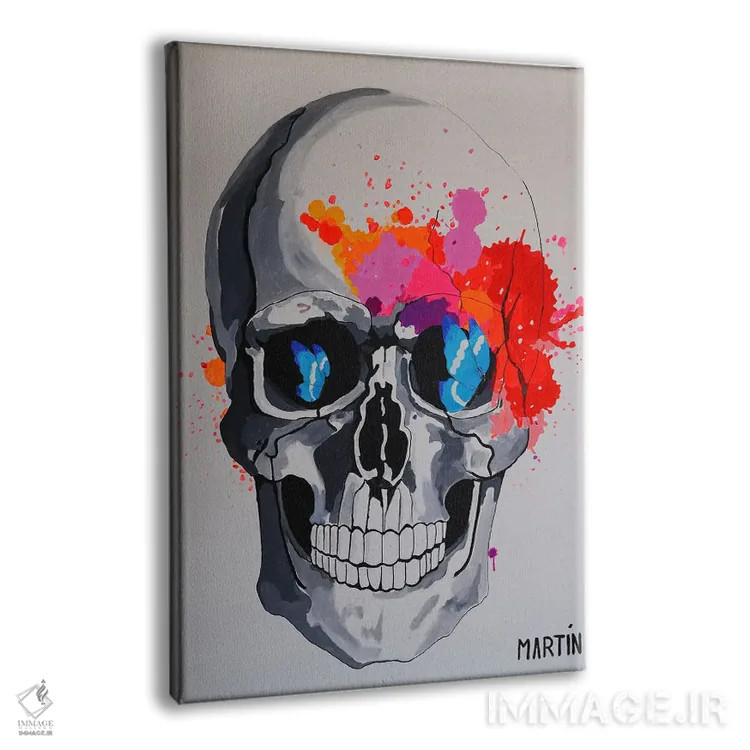 تابلو دکوراتیو جمجمه و پروانه ها اثر پیتر مارتین - نمای پرسپکتیو محصول