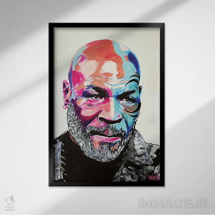 تابلو دکوراتیو مایک تایسون اثر پیتر مارتین - نمای قابدار مشکی