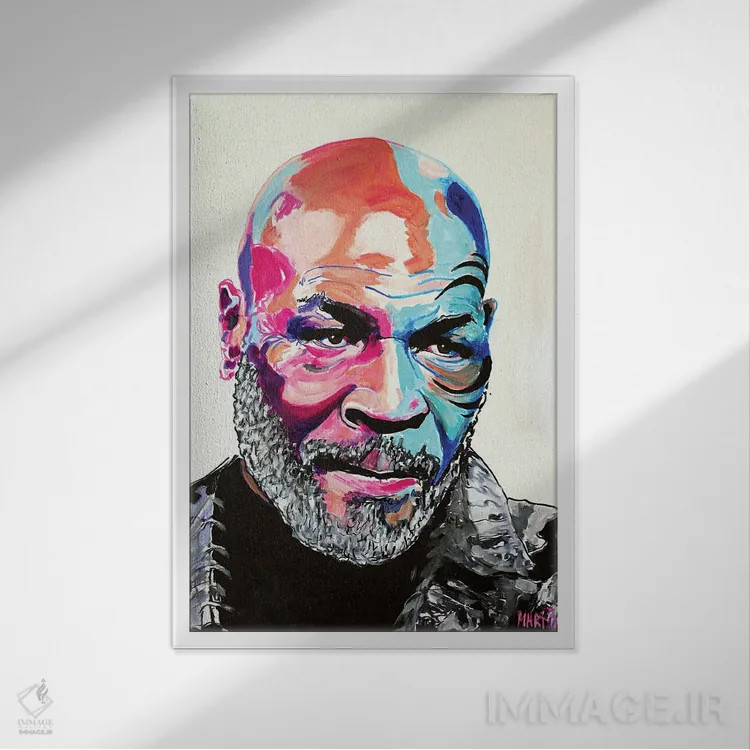 تابلو دکوراتیو مایک تایسون اثر پیتر مارتین - نمای قابدار سفید