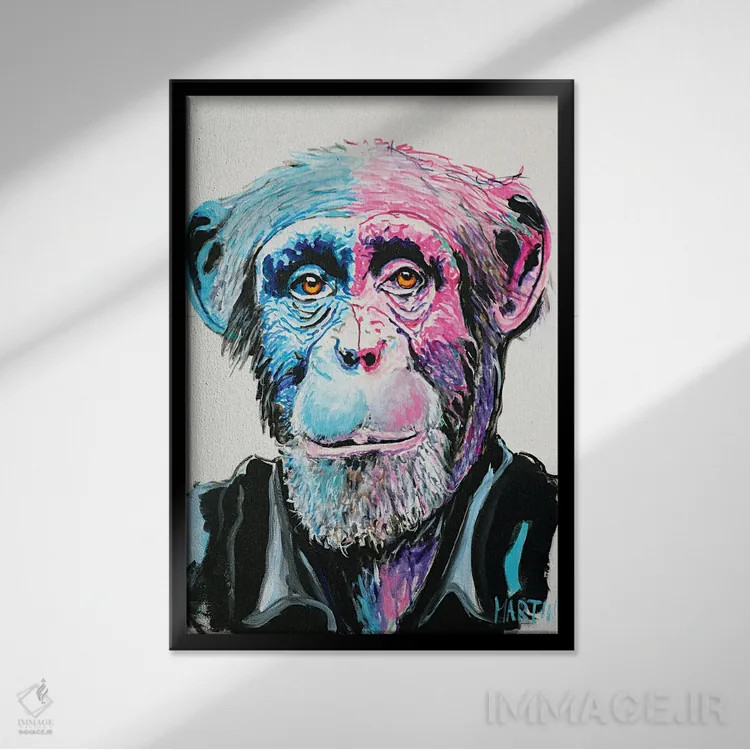 تابلو دکوراتیو گوریل اثر پیتر مارتین - نمای قابدار مشکی