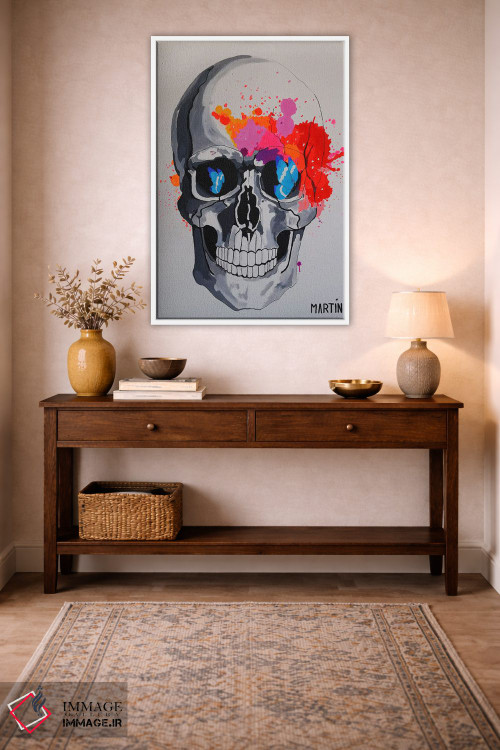 تابلو دکوراتیو جمجمه و پروانه ها اثر پیتر مارتین - D1W