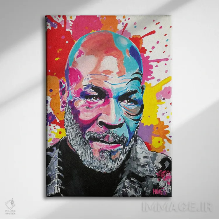 تابلو دکوراتیو مایک تایسون پاپ آرت اثر پیتر مارتین - نمای روبهرو روی دیوار