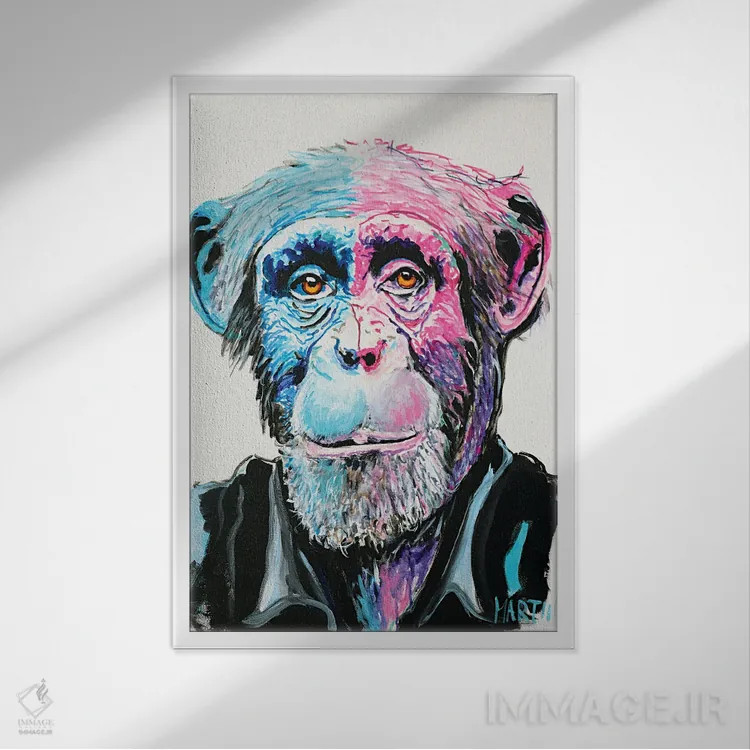 تابلو دکوراتیو گوریل اثر پیتر مارتین - نمای قابدار سفید