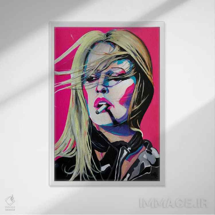 تابلو دکوراتیو بریژیت باردو اثر پیتر مارتین - نمای قابدار سفید