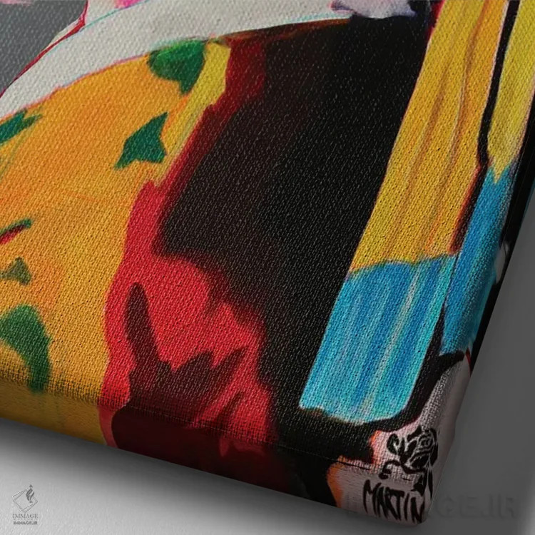 تابلو دکوراتیو دختر با گوشواره مروارید اثر پیتر مارتین - نمای نزدیک بافت بوم