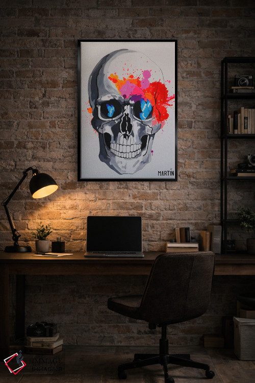 تابلو دکوراتیو جمجمه و پروانه ها اثر پیتر مارتین - D4B