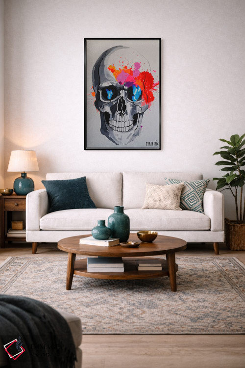 تابلو دکوراتیو جمجمه و پروانه ها اثر پیتر مارتین - D3B