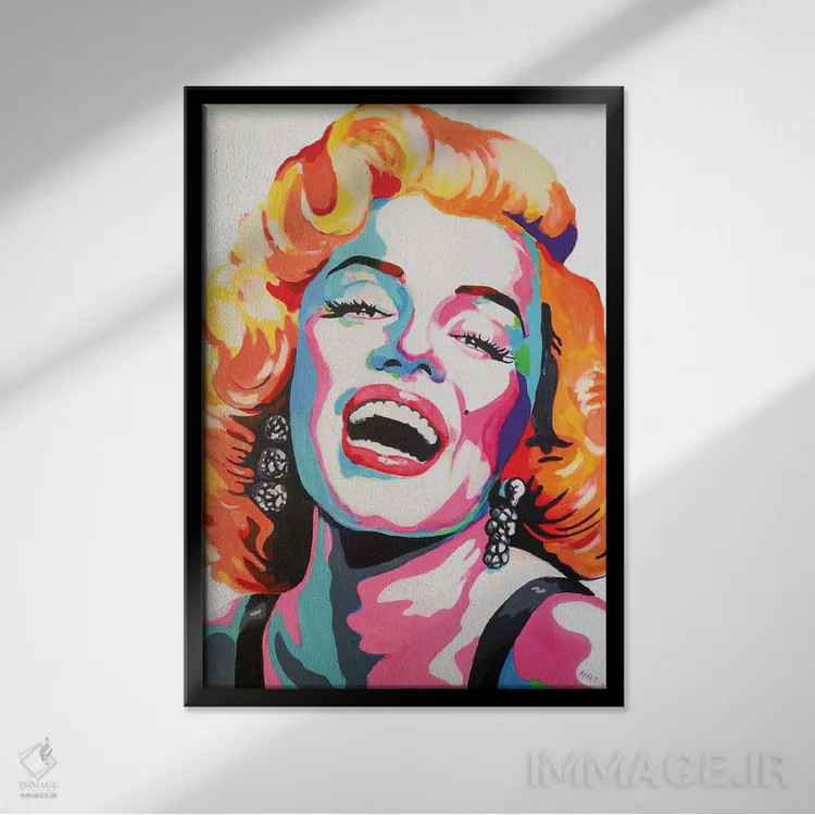 تابلو دکوراتیو مریلین مونرو پاپ آرت اثر پیتر مارتین - نمای قابدار مشکی