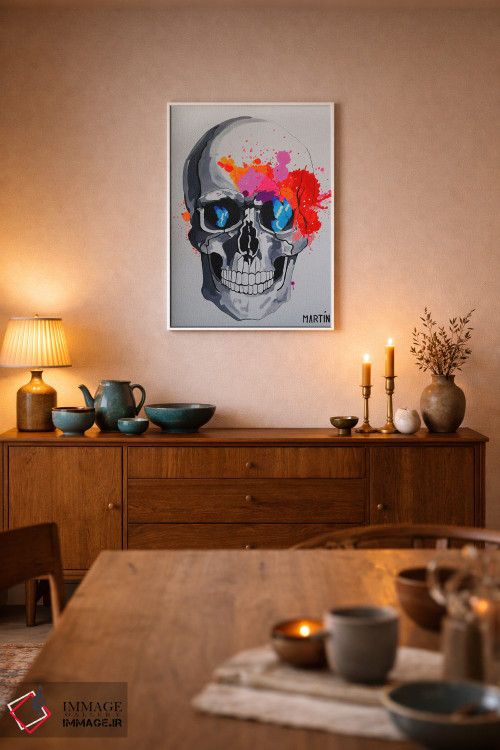 تابلو دکوراتیو جمجمه و پروانه ها اثر پیتر مارتین - D5W
