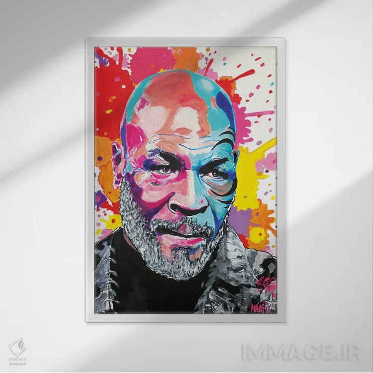 تابلو دکوراتیو مایک تایسون پاپ آرت اثر پیتر مارتین - نمای قابدار سفید