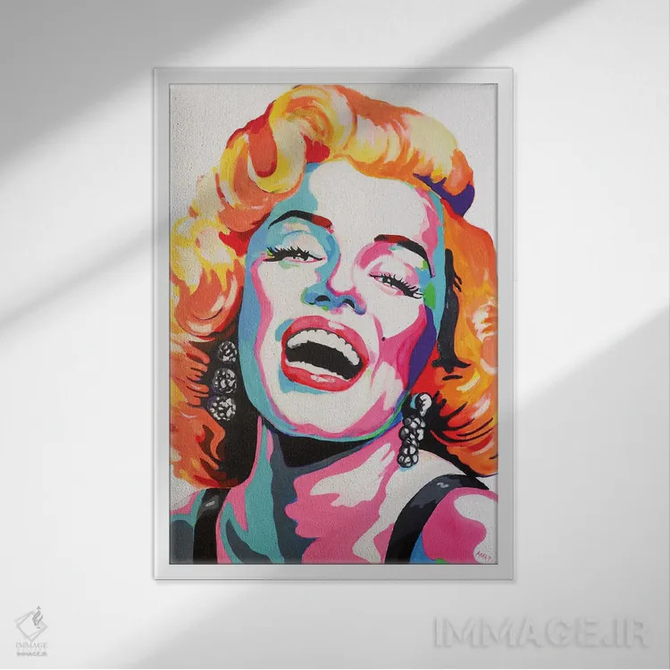 تابلو دکوراتیو مریلین مونرو پاپ آرت اثر پیتر مارتین - نمای قابدار سفید