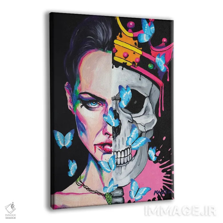 تابلو دکوراتیو عشق جمجمه و پروانه اثر پیتر مارتین - نمای پرسپکتیو محصول