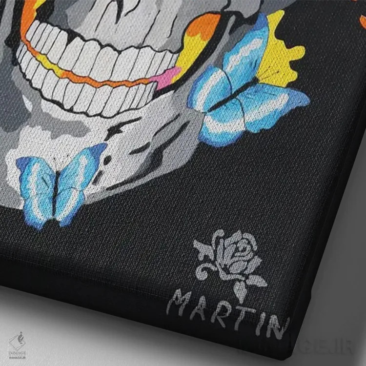 تابلو دکوراتیو جمجمه با عظمت اثر پیتر مارتین - نمای نزدیک بافت بوم