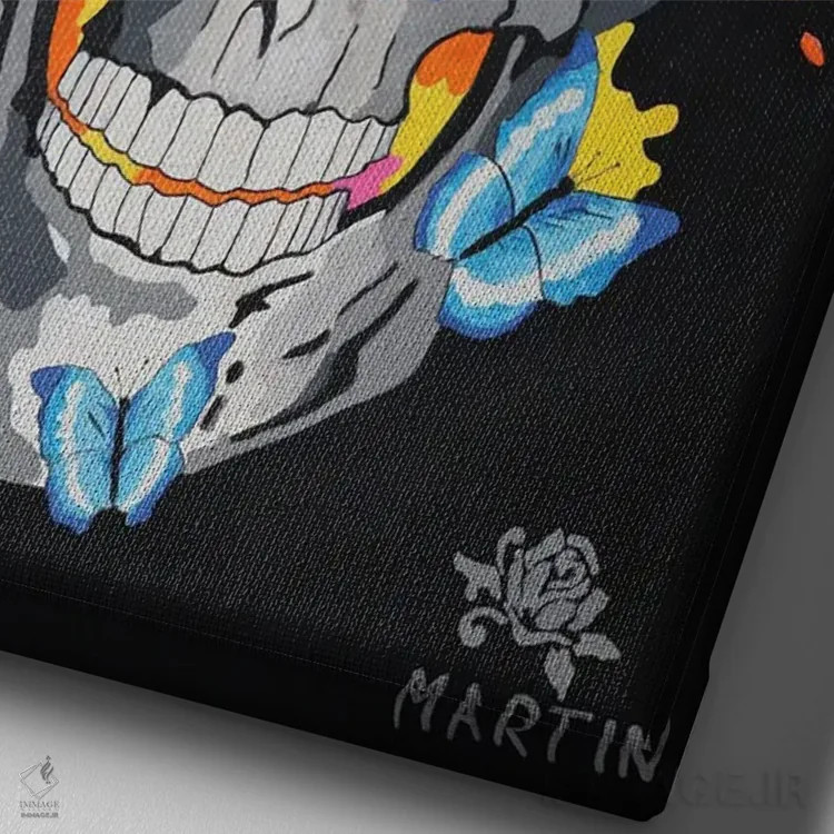 تابلو دکوراتیو جمجمه عظمت MP اثر پیتر مارتین - نمای نزدیک بافت بوم