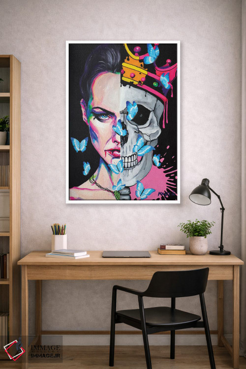 تابلو دکوراتیو عشق جمجمه و پروانه اثر پیتر مارتین - D1W