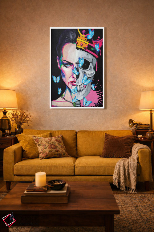 تابلو دکوراتیو عشق جمجمه و پروانه اثر پیتر مارتین - D2W