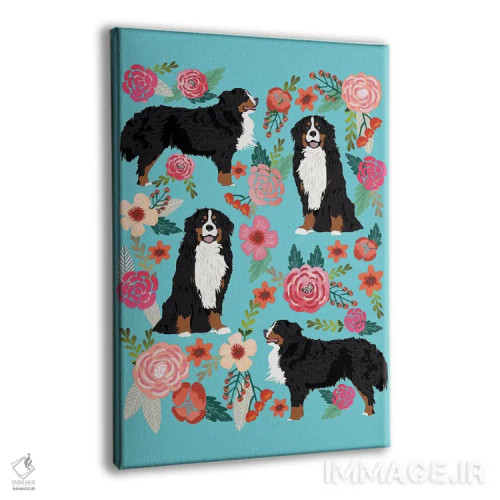 تابلو دکوراتیو کولاژ گل های سگ کوهستان برنزی اثر پت فرندلی - نمای پرسپکتیو محصول