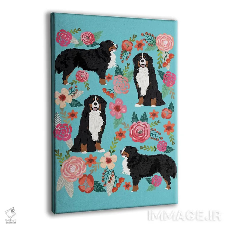 تابلو دکوراتیو کولاژ گل های سگ کوهستان برنزی اثر پت فرندلی - نمای پرسپکتیو محصول