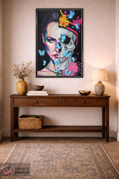 تابلو دکوراتیو عشق جمجمه و پروانه اثر پیتر مارتین - D4B