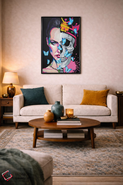 تابلو دکوراتیو عشق جمجمه و پروانه اثر پیتر مارتین - D5B