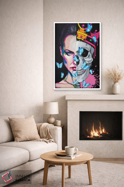 تابلو دکوراتیو عشق جمجمه و پروانه اثر پیتر مارتین - D6W