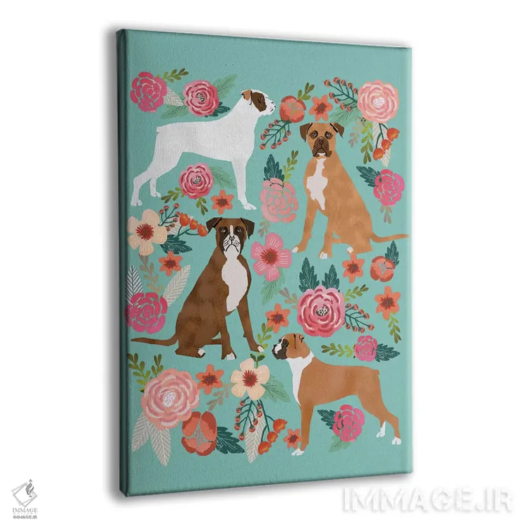 تابلو دکوراتیو کولاژ گل های بوکسور اثر پت فرندلی - نمای پرسپکتیو محصول