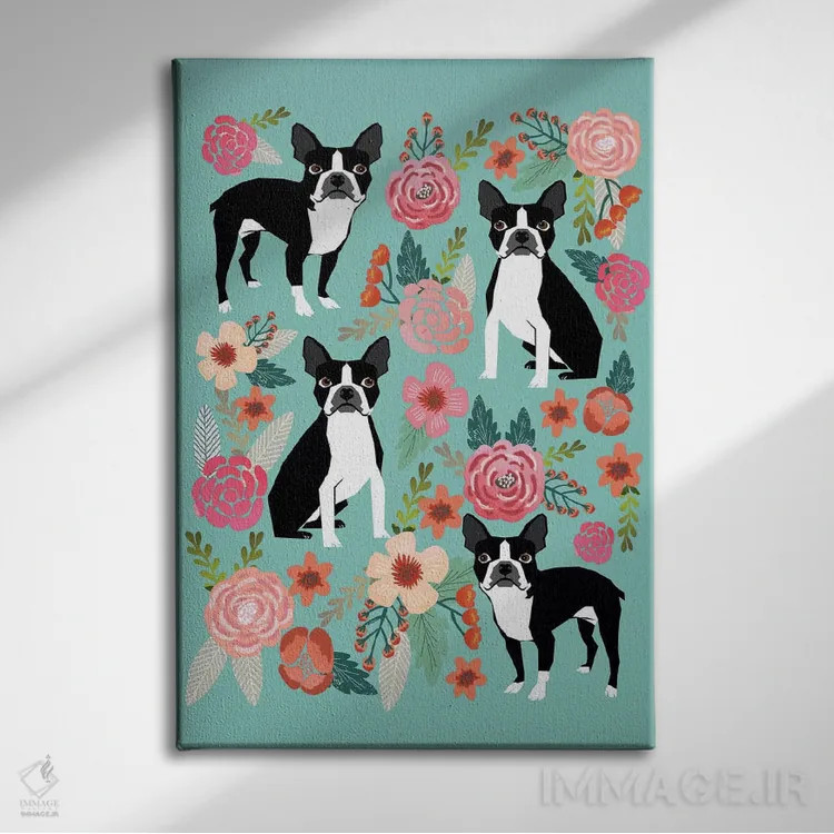 تابلو دکوراتیو کولاژ گل های بوستون ترر اول اثر پت فرندلی - نمای روبهرو روی دیوار